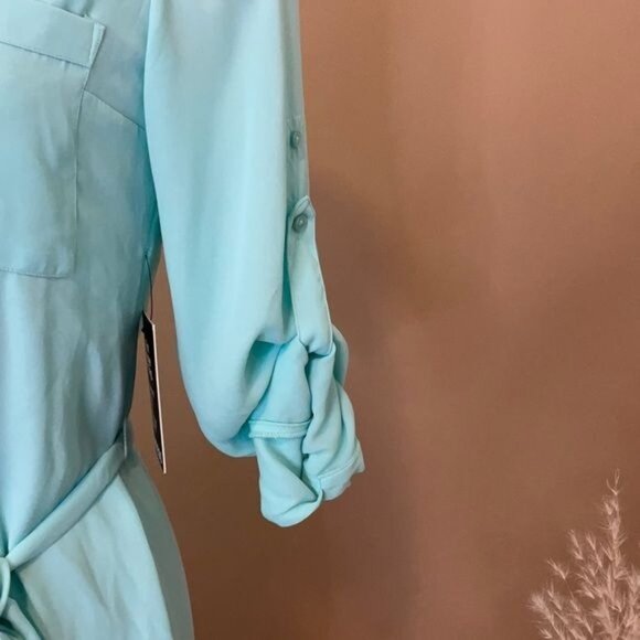 EXPRESS PORTOFINO SHIRTDRESS Mint Green Work Wear Casual Womens Size S - Picture 4 of 6